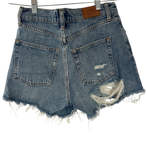 BDG Urban Outfitters Denim Shorts PAX High Waist Distressed Sz 27 Raw Edges - Picture 2 of 8